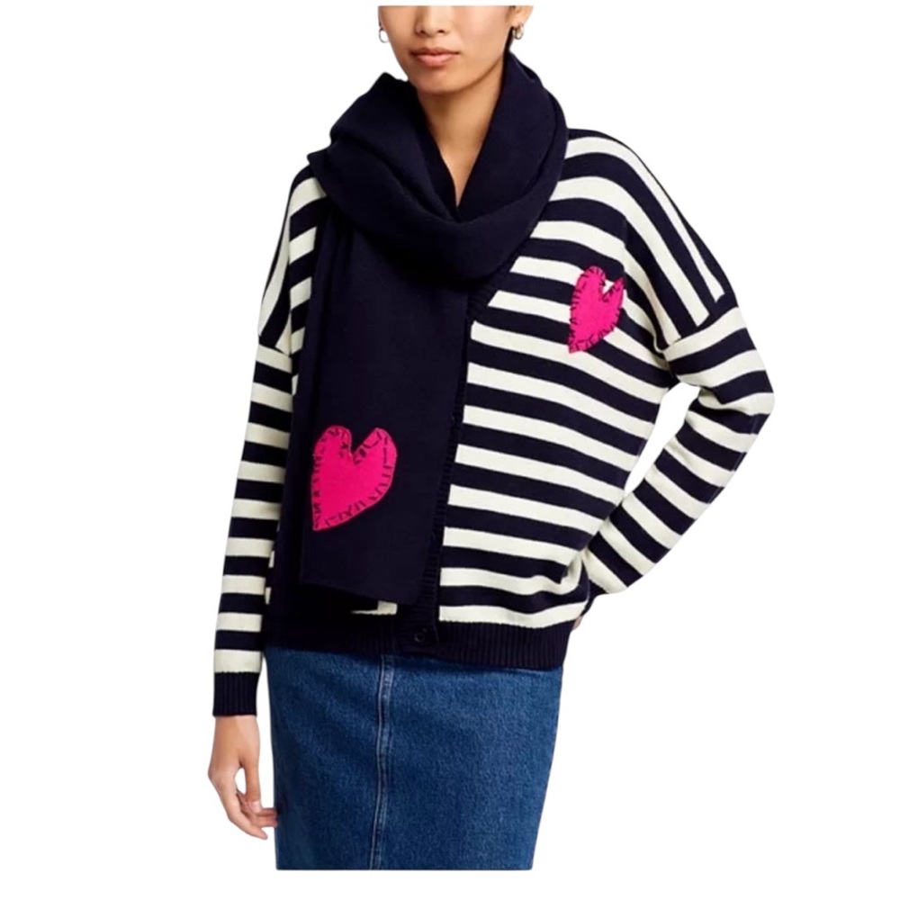 NWT Kerri Rosenthal x Aqua Soft Applique Heart Scarf Limited Edition Rare Gift